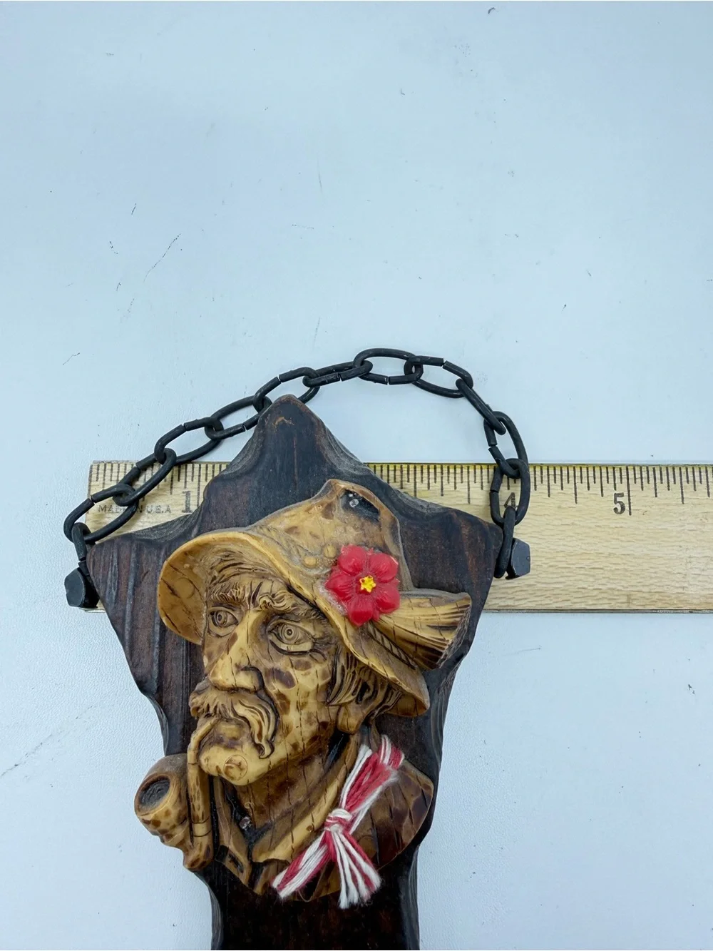 Vintage Austrian Folk Art Key Rack 2-Hook Liechtenstein Kitsch Cottage core